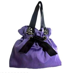 VERA WANG Lavender Label Fabric Crystal Shoulder Purple Bag Tote Purse